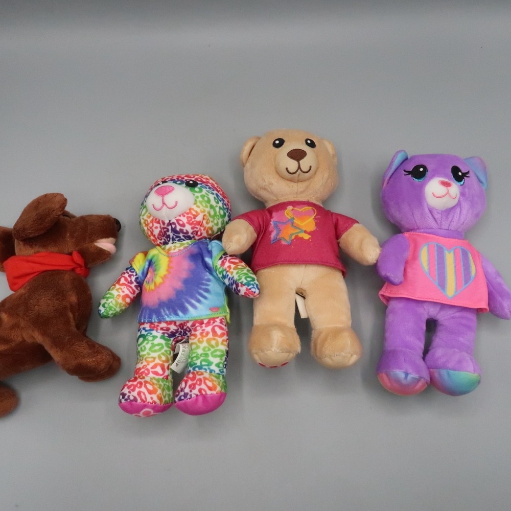 4 Build A Bear Workshop‎ Mini Buddies Small Fry Cat Dog Teddy Bear 7" Plush Lot